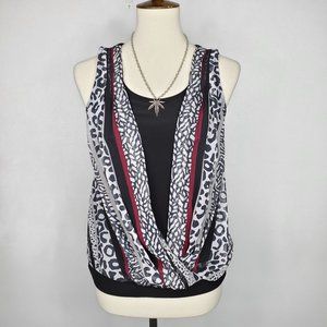 Cato Animal Print Mixed Media Sleeveless Summer Top Size S